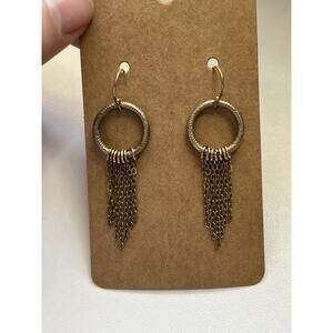Vintage GF 14k Etched Ring Chain Dangle Earrings